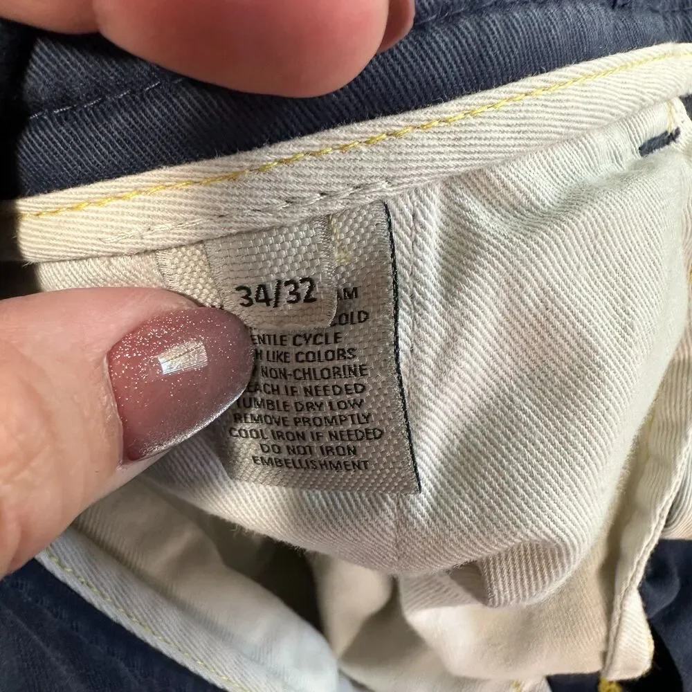 Duck Head Gold School Pants Men’s 34x32 Chino Flat Front Straight Stretch Navy